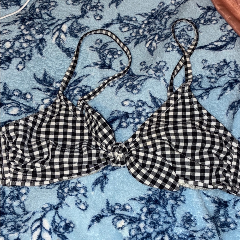 Black and White Gingham Bikini Top